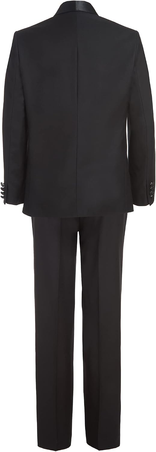 Calvin Klein Boys' 2-Piece Formal Suit Set, Single Breasted Jacket & Straight Leg Dress Pants 12 Black