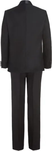 Calvin Klein Boys' 2-Piece Formal Suit Set, Single Breasted Jacket & Straight Leg Dress Pants 12 Black