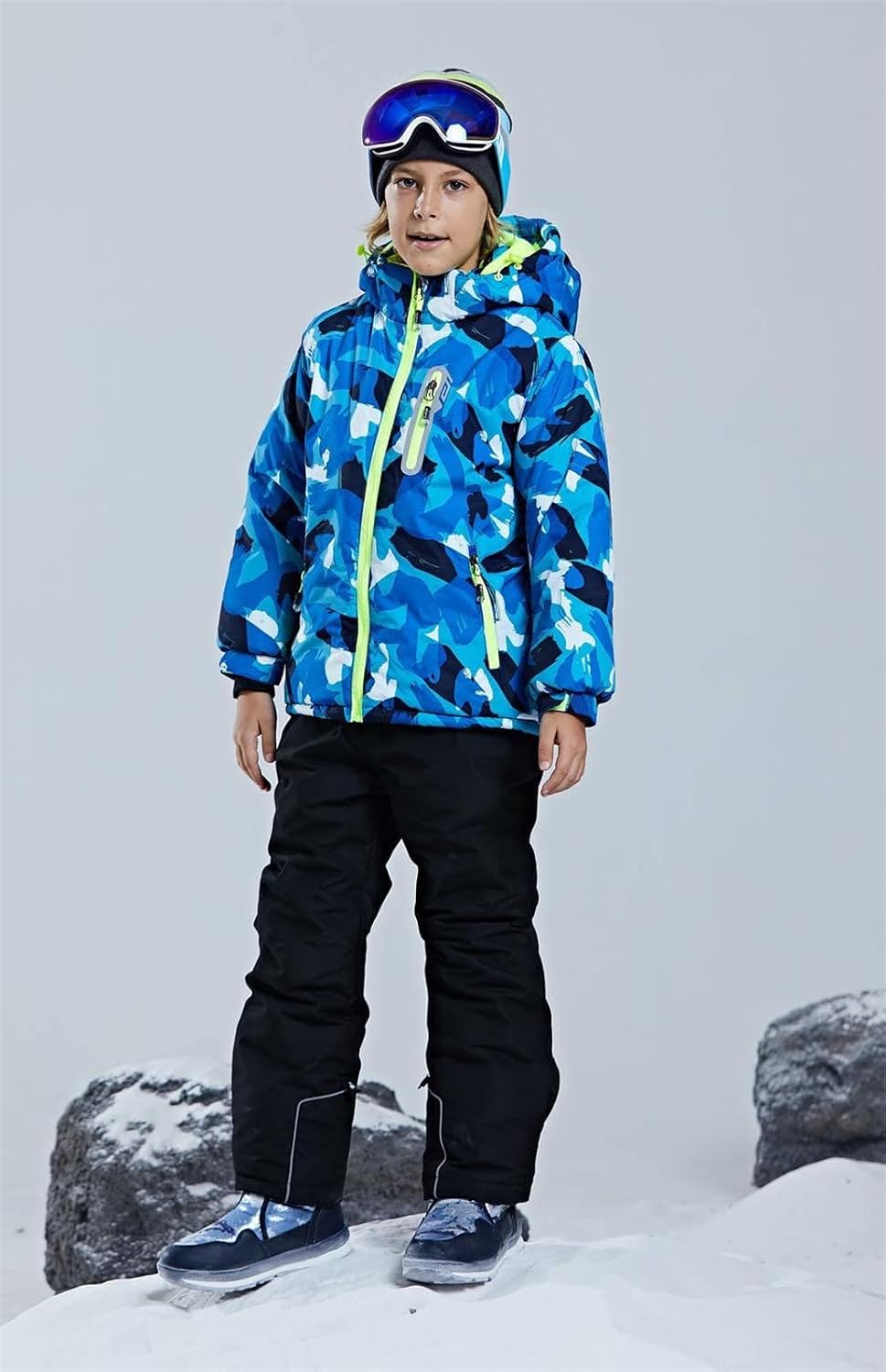 WOWULOVELY Boy's Klx-Kids Ski Suit blue/black 16