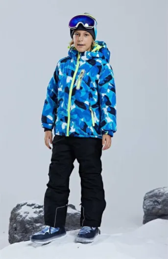 WOWULOVELY Boy's Klx-Kids Ski Suit blue/black 16