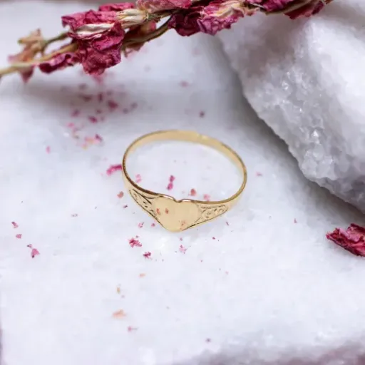 Child's 9 ct Yellow Gold Heart Signet Ring J Review: a cute first ring, but a bit on the fragile side