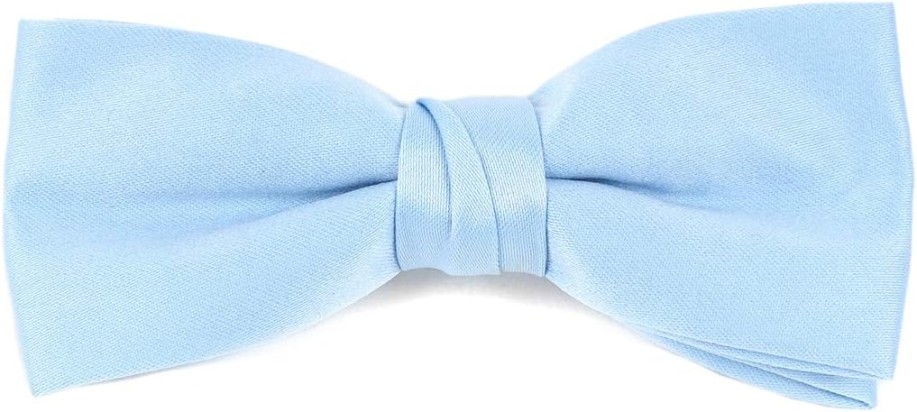 Boy's Poly Satin Banded Clip On Bow Ties Sky Blue