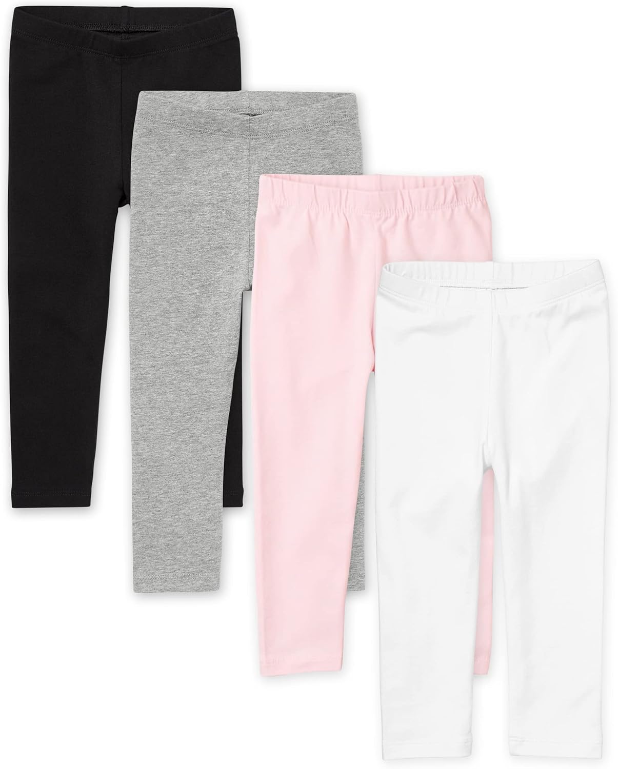 The Children's Place girls Leggings 5T Black/White/Shell/Heather Grey 4-pack 4
