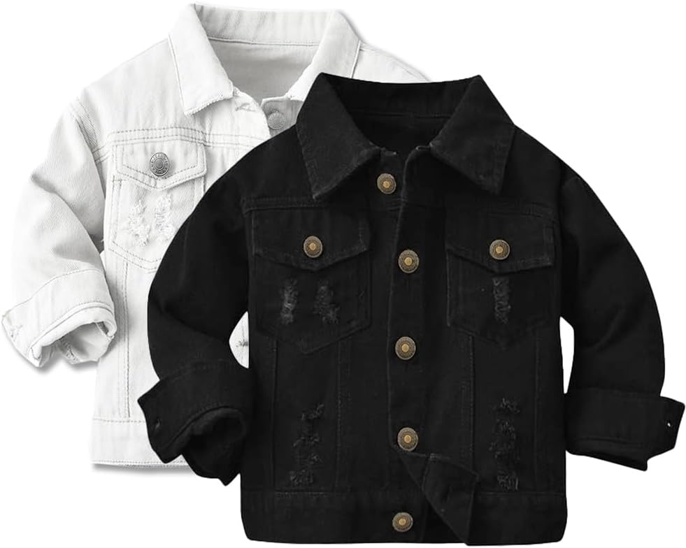 2 Pieces Kids Classic Denim Jacket for Boys Girls