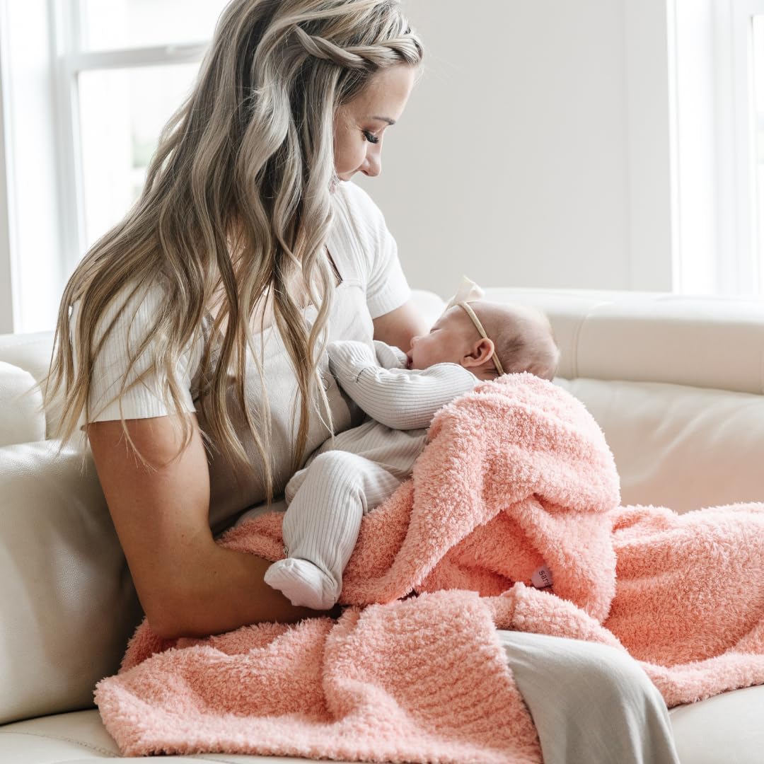 Bamboni Luxury Baby Blanket - Plush Blanket for Infant Boys & Girls - Receiving Blanket 30” x 40” - Peach