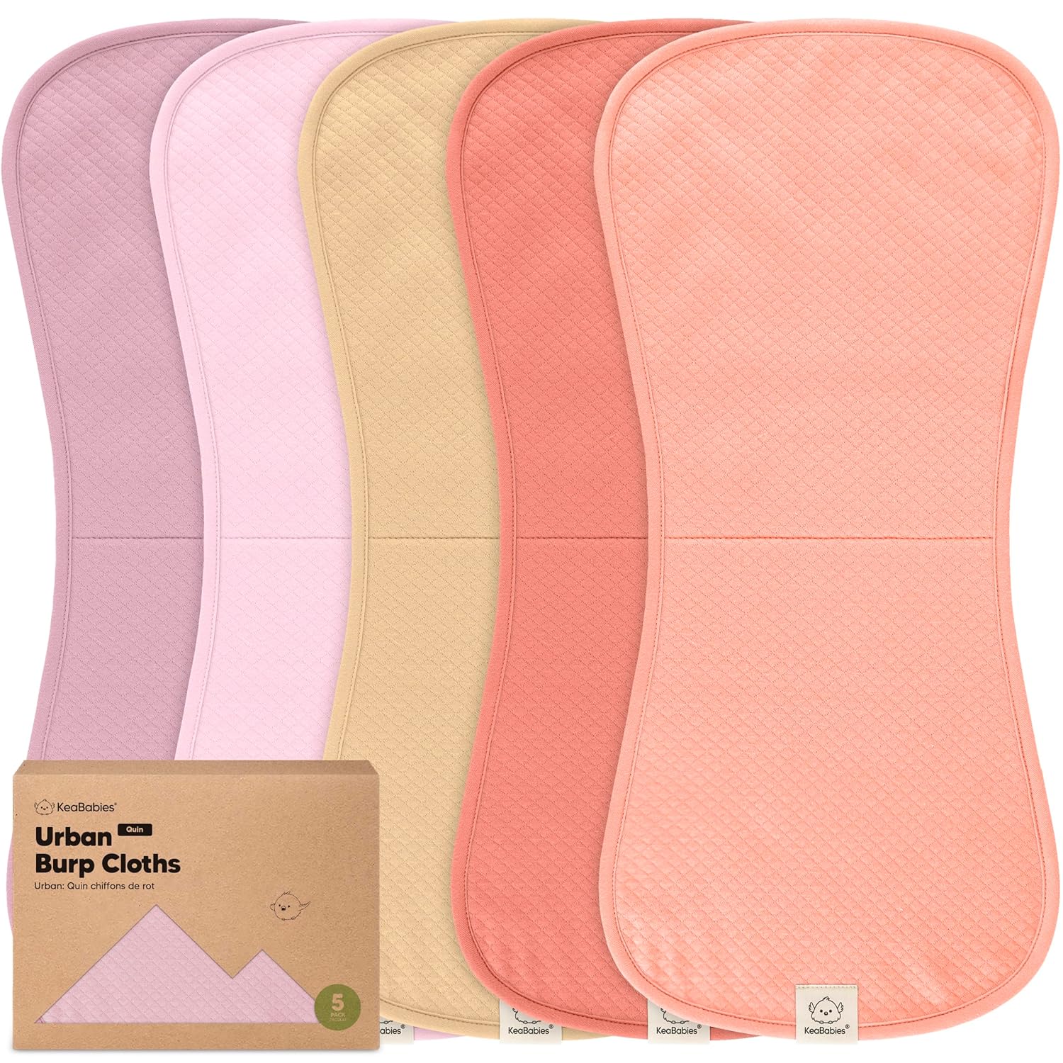 5-Pack Organic Burp Cloths Baby Girl,Boy - Extra Large,Absorbent Baby Burp Cloths,Soft Burping Cloths for Babies,Newborn Burp Clothes,Cotton Burp Rags,Neutral Thick Burp Cloth (Muted Pastel)