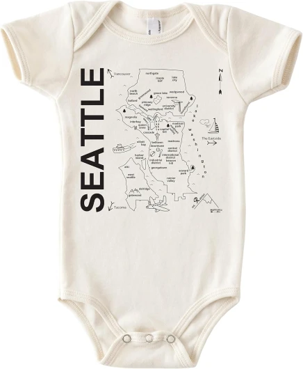 Map One Piece-Unisex Baby Organic Cotton Short Sleeve Bodysuits-Various Sizes 3-18 Months-City Specific-Made in USA