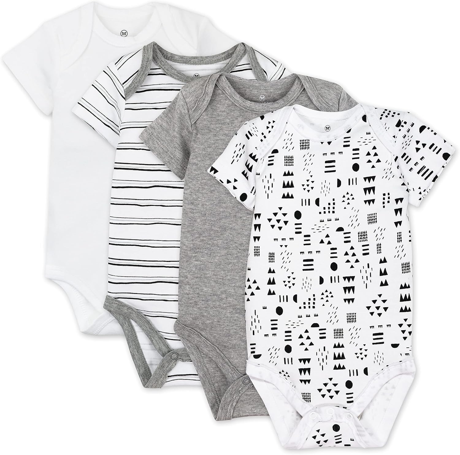 Unisex-baby 4-pack Short Sleeve Bodysuits One-piece 100% Organic Cotton for Infant Baby Boys, Girls, Unisex 4-pack Pattern Play 12 Months