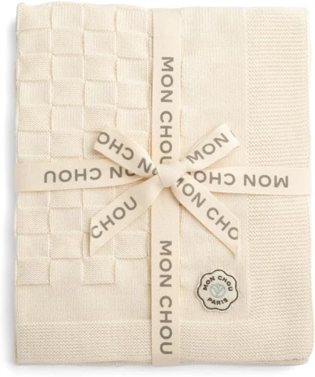 Knitted Baby Blanket, 100% Organic Pima Cotton Jersey, Soft Breathable Cozy, Perfect for Crib, Stroller, Nursery, Newborn Infant Boy Girl, 30” x 37”