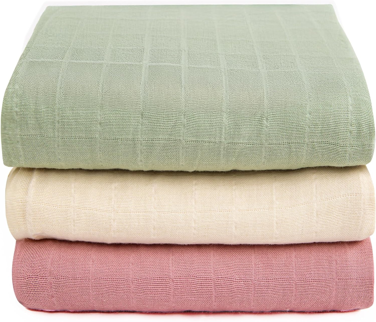 Muslin Swaddle Blankets,100% Organic Cotton Muslin Swaddles,47 x 47 inches,Swaddle Blanket for Baby Boys and Girls, Perfect Swaddling, Nursing, and Cuddling(Rose - Solid Colors)