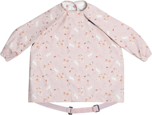 Long Sleeve Baby Bibs - Babies & Toddlers 6-36 Months - Coverall Baby Led Weaning Bib - Easy Wipe, Soft & Waterproof 1 Pack - Floral Bunnies