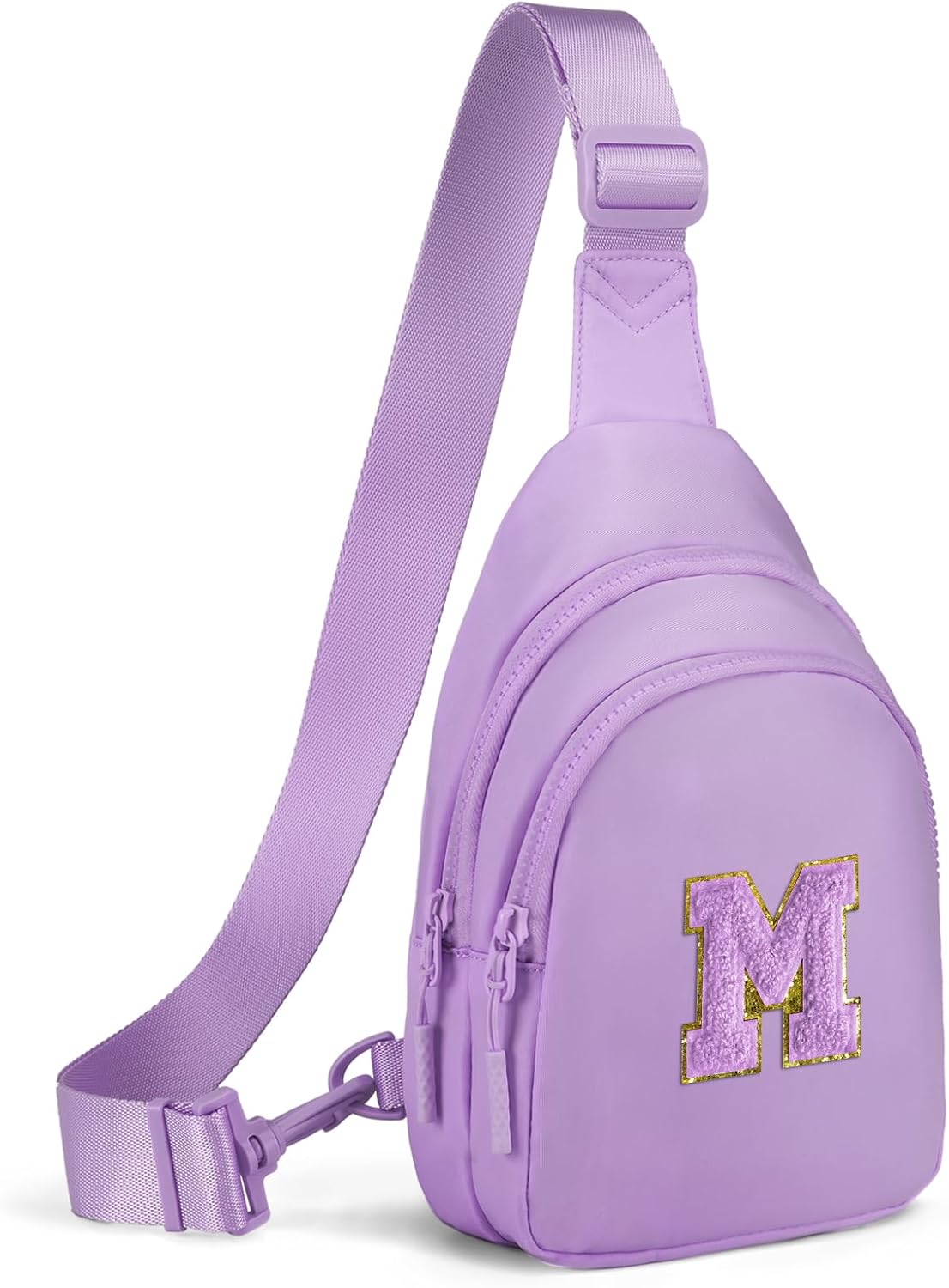 Small Initial Sling Bag for Girls & Women - Cute Crossbody Fanny Pack Gift Lavender M