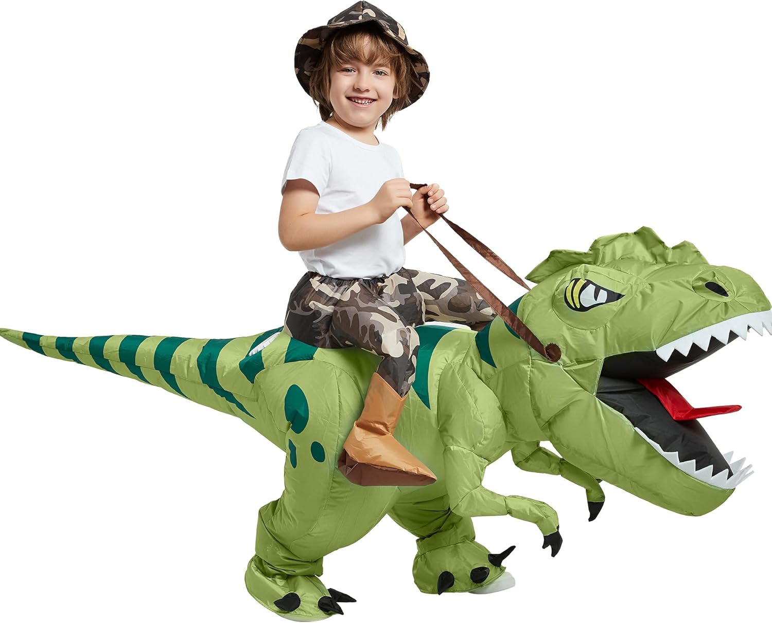 Inflatable Dinosaur Costume Riding T Rex Air Blow up Funny Fancy Dress Party Halloween Costume for Kids