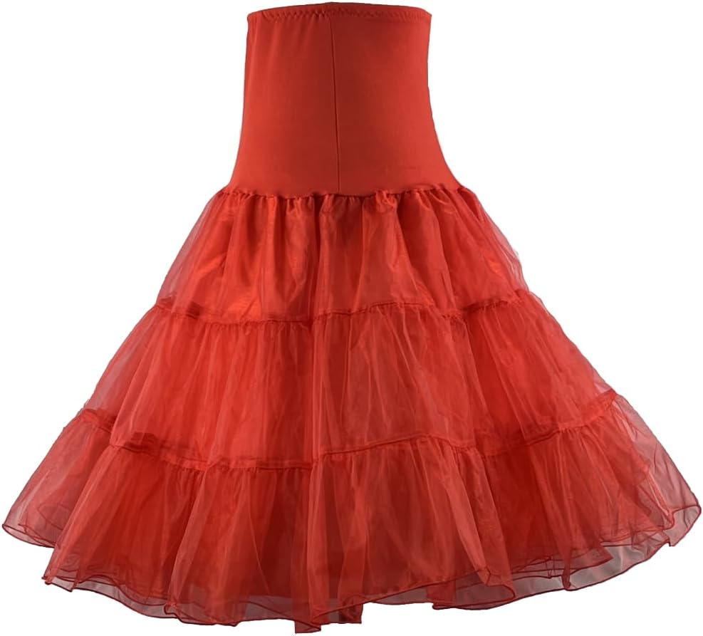 Women's 50s Vintage Petticoat 26" Crinoline Rockabilly Tutu Skirt Slip S-L…