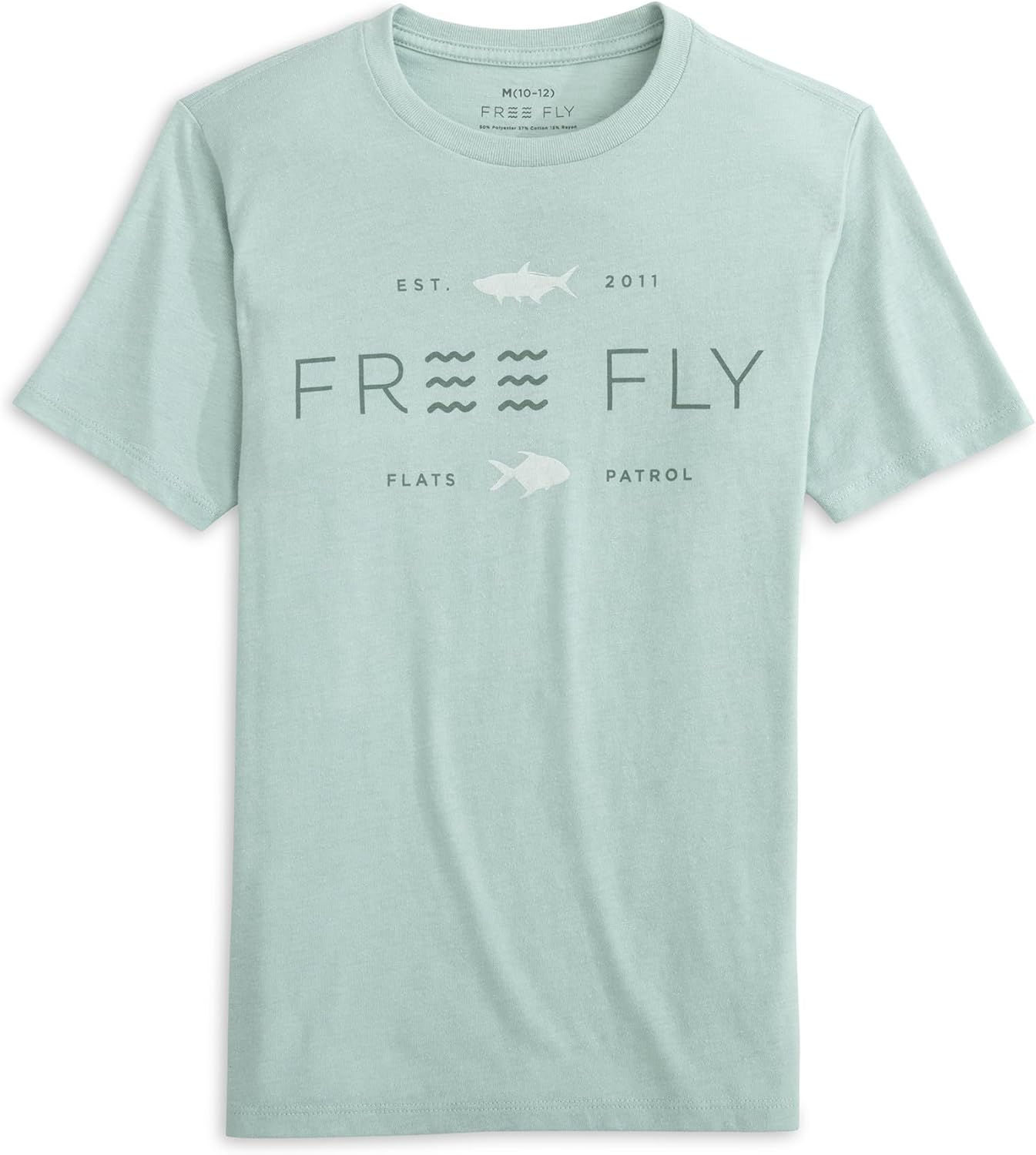 Youth Tropic Hangout Tee - Graphic Tee for Kids - Ultra-Soft Cotton-Blend T-Shirt Large Heather Ocean Mist