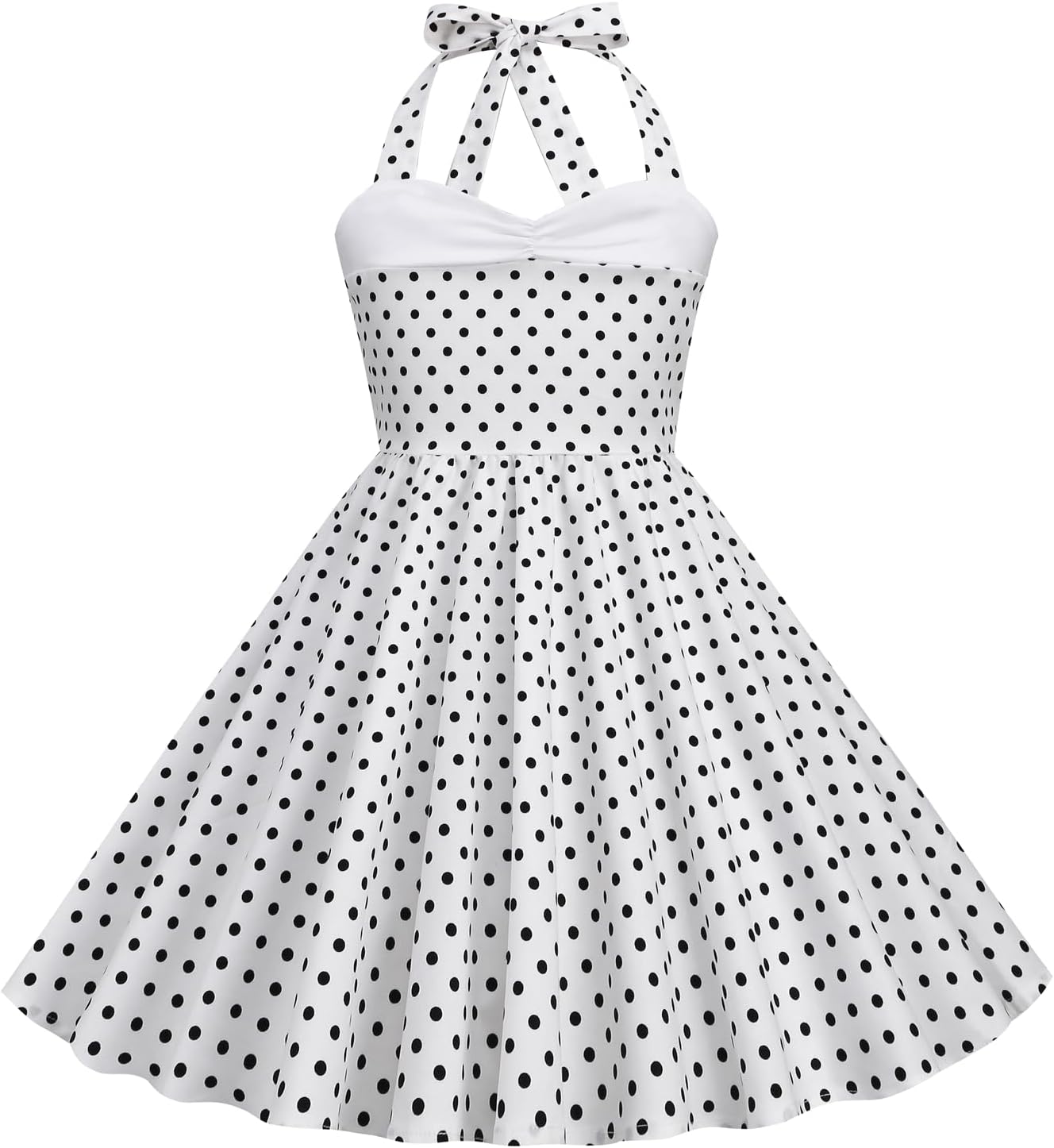 Girls 50s Sweetheart Vintage Flower Swing Straps Prom Dress with Polka Dots 3-11Years