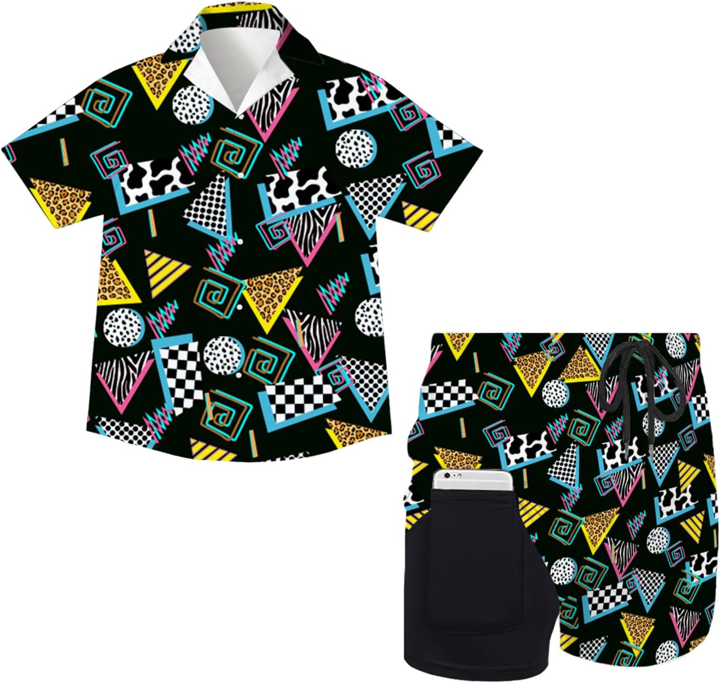 SEA Boys Hawaiian Outfit Kids 2 Pieces Button Down Shirts And Compression Lining Short Sets For Beach Summer