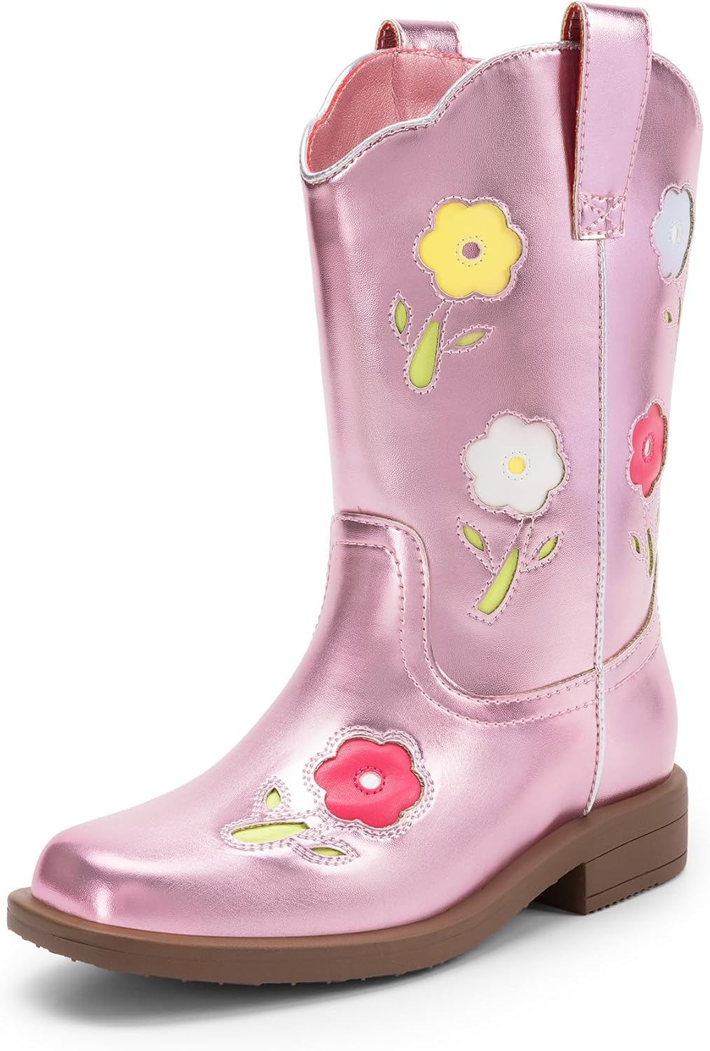 Girls Cowgirl Boots Kids Mid Calf Western Boots Riding Shoes for Toddler/Little Kid/Big Kid 9 Toddler Pink