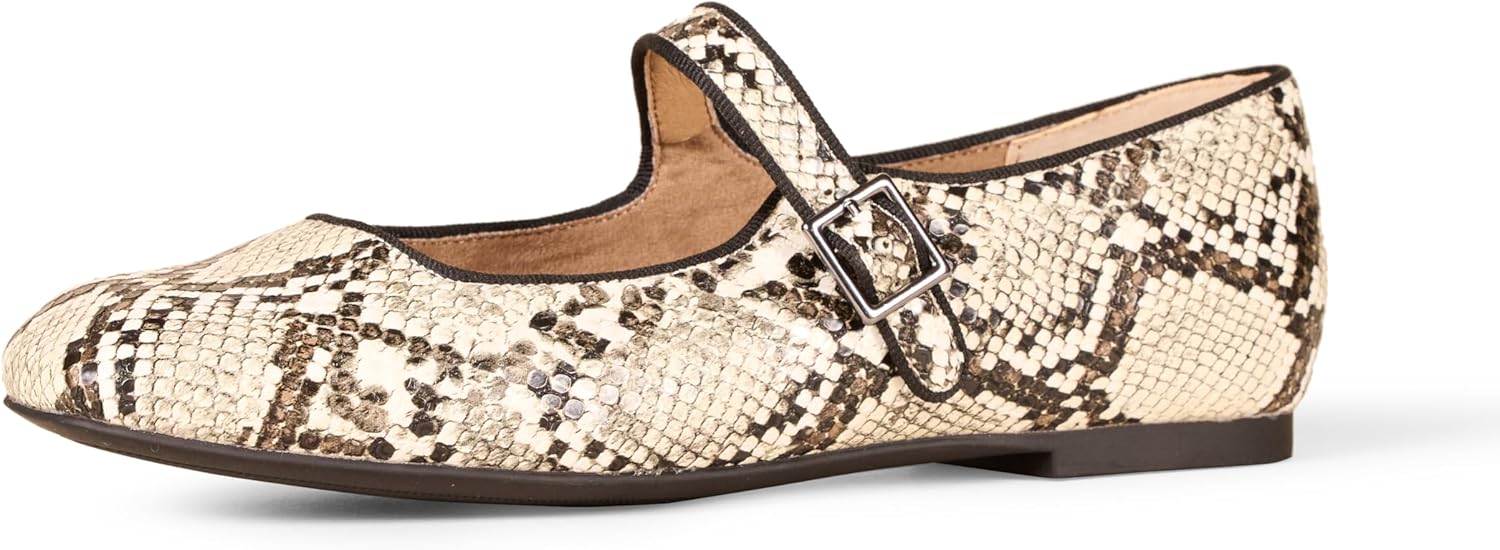 Women's Mary Jane Ballet Flat 6 Snake Faux Leather