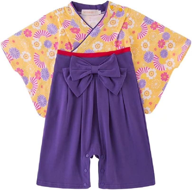 Baby Girl Kimono Romper Japanese Costumes Hakama Coverall Infant Samurai Outfits
