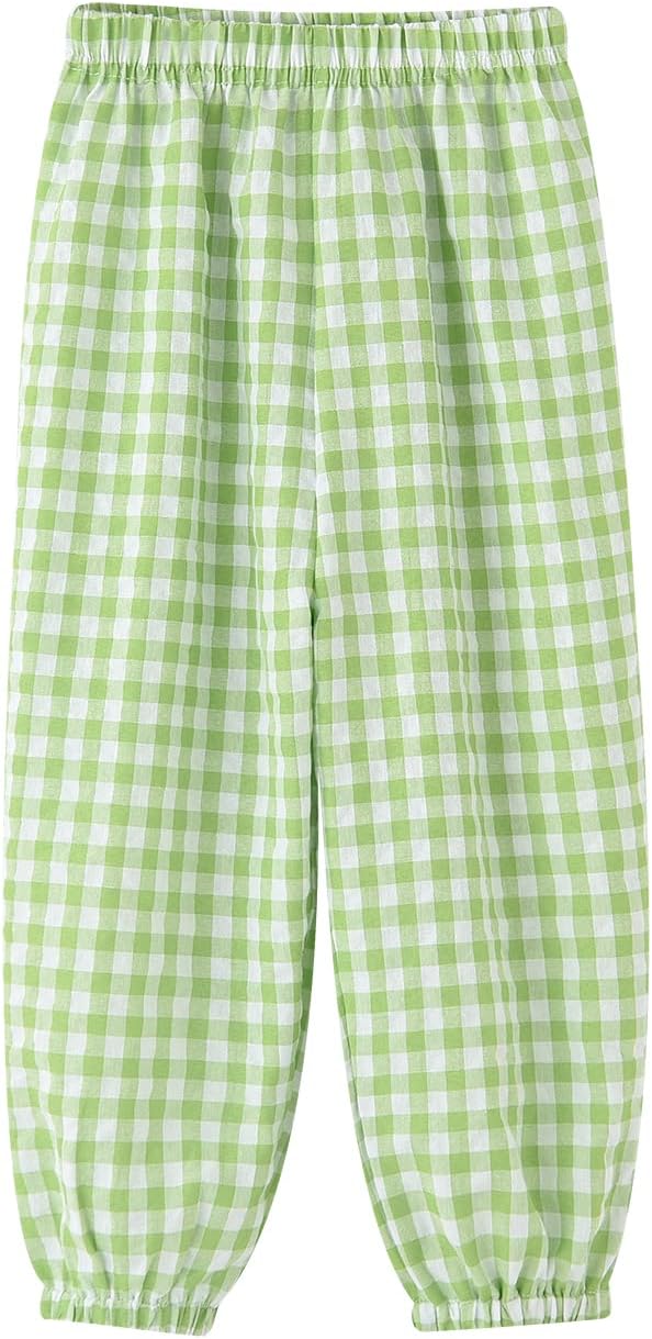 Toddler Pull Up Loose Gingham Girls Pants 2-9 Years 4T Green Plaid