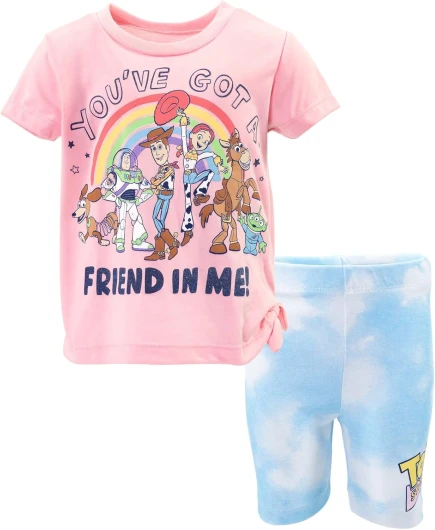 Moana Winnie The Pooh Lion King Pixar Toy Story Lilo & Stitch T-Shirt & Shorts Outfit Set Little Kid to Big Kid 2T Toy Story Pink