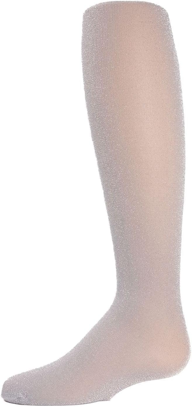 Shining Star Shimmer Tights for Girls, Ultra Soft and Lightweight Opaque Girl Tights - Sizes 2-14 6-8 Silver