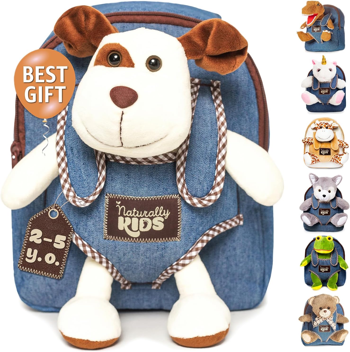 Dog Backpack, Dog Toys for Toddlers, Toddler Stuffed Animals Gifts for 2 3 4 5 Year Old Girl Boy 17 Dog Age 2-6 (10’’h)