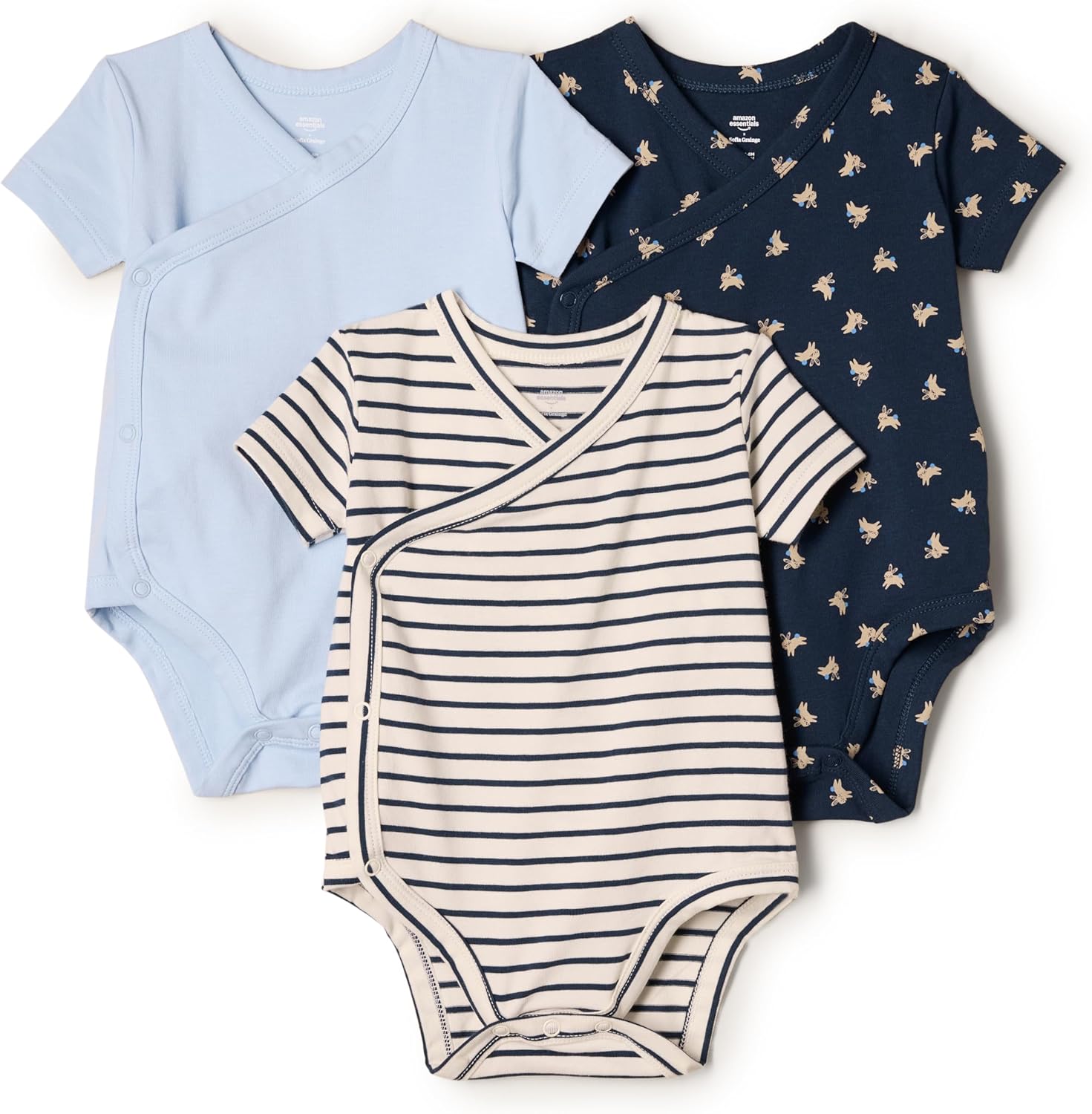 X Sofia Grainge Unisex Babies' Side Snap Short Sleeve Bodysuit, Pack of 3