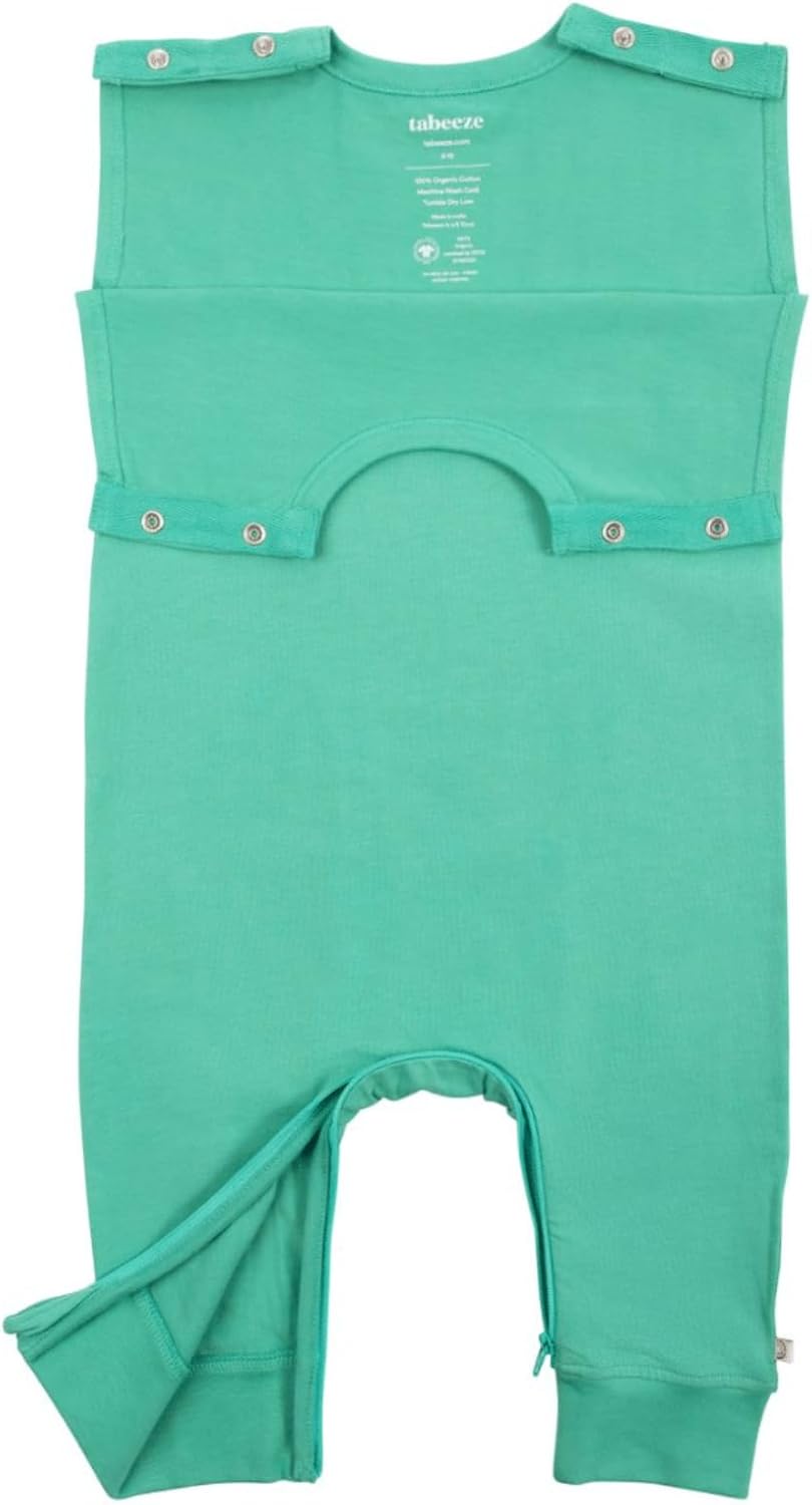 Baby Romper with Shoulder Snaps - As Seen on Shark Tank, 100% GOTS Certified Organic Cotton, Toddler Boy/Girl Clothes Teal 12-18 Months