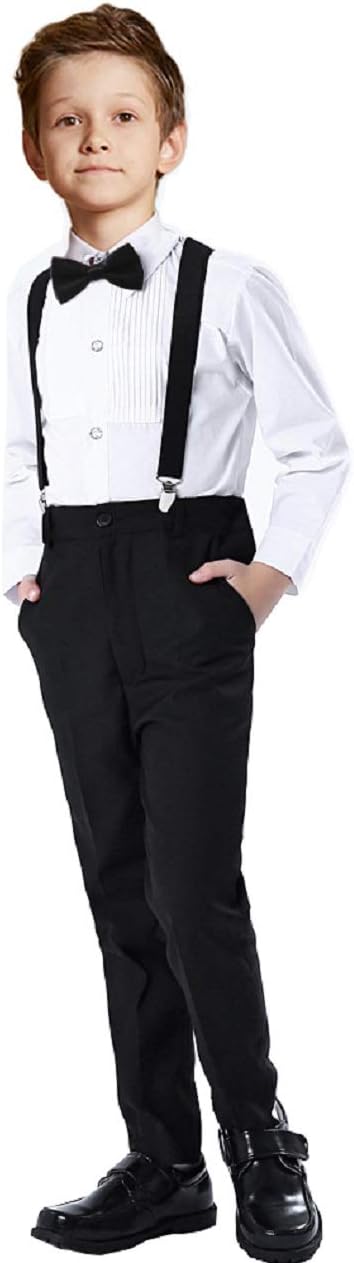 Boys Formal Suspenders Suits Set 6 Black-b