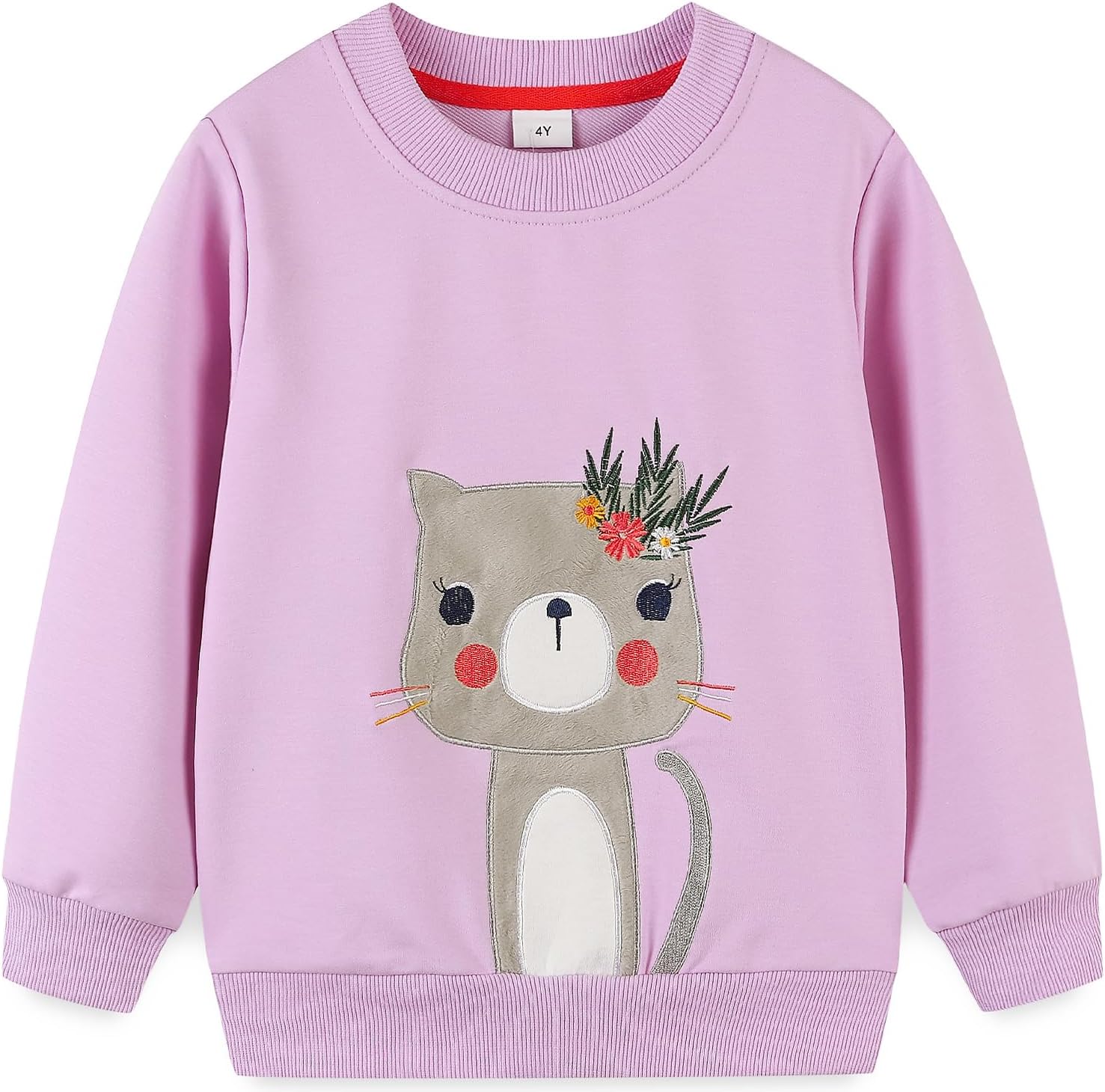 Toddler Girl Sweatshirt Clothes Outfit,Cotton Crewneck Christmas Clothing 5T Lavender Cat#