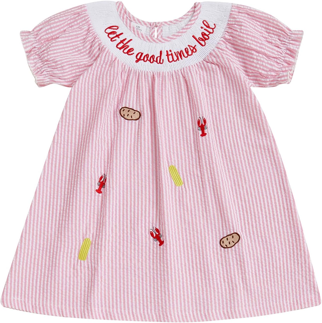 Toddler Baby Girl Crawfish Outfit Smocked Dresses Crab Fish Lobster Dress Cute Little Girls Summer Clothes