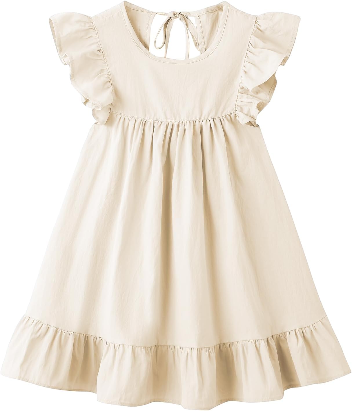 Toddler Girl Cotton Linen Ruffle Sleeveless Casual Dress Kids Summer Beach Sundress