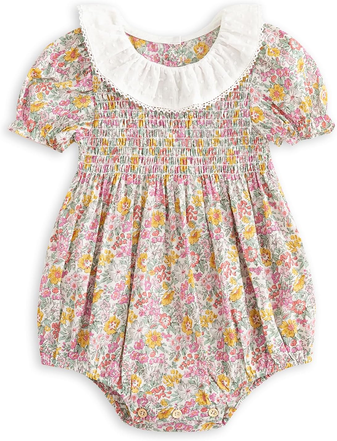 Infant Baby Girls Summer Floral Romper Baby Bubble Sleeve Ruffle Romper Outfit 3M-2T
