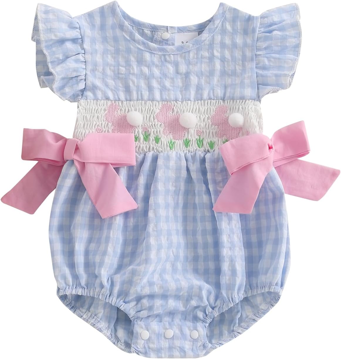 Baby Girl 4th of July Outfit Newborn American Flag Bubble Romper Bowknot Ruffle Bodysuit Smocked Baby Clothes