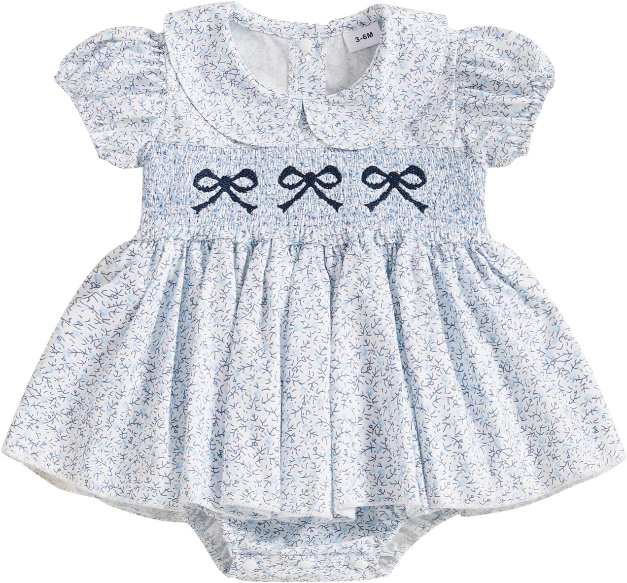 Sasaerucure Summer Baby Girls Clothes Floral Short Sleeve Romper Dress Tutu Bodysuit Doll Collar Jumpsuit One Piece Outfit