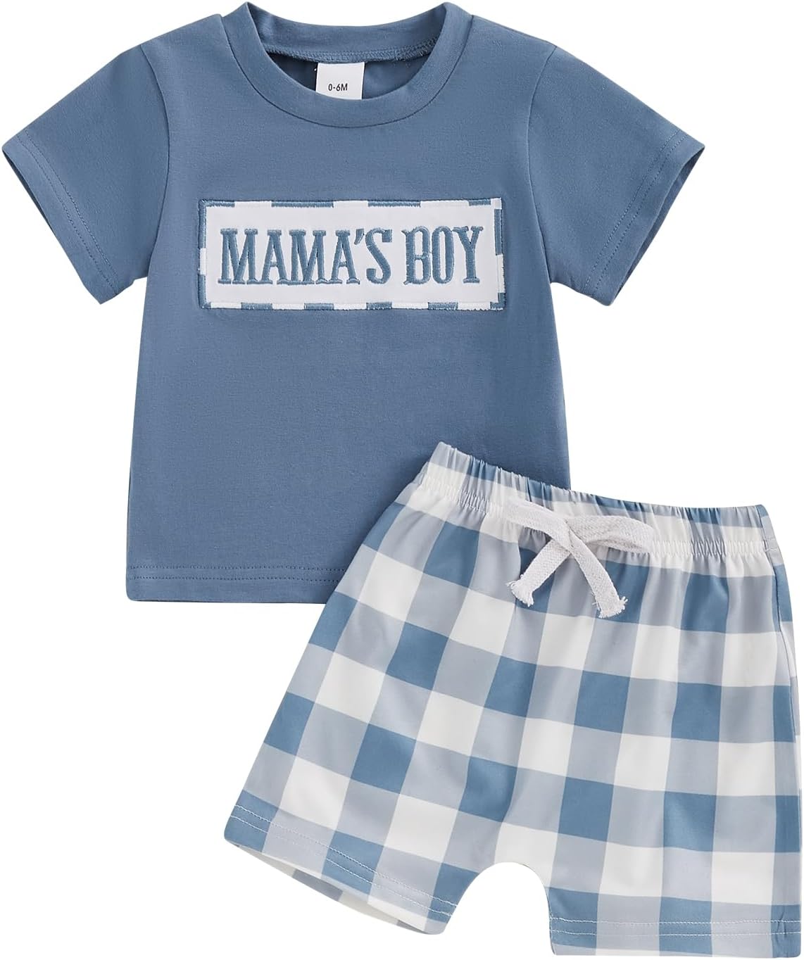 Baby Boy Summer Clothes Daddys/Mamas Boy Matching Outfit Short Sleeve Embroidery T-shirt Plaid Toddler Shorts Set