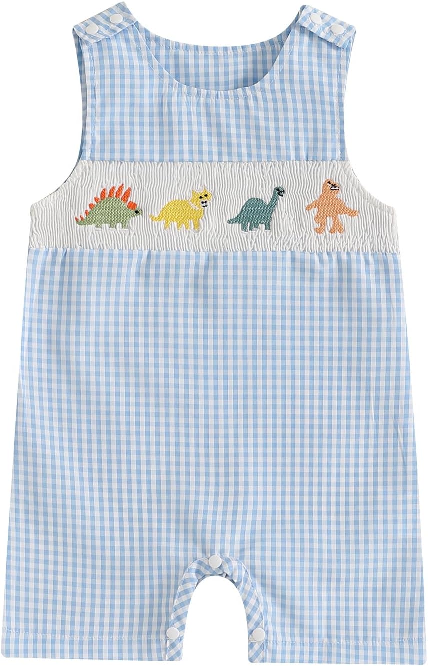 Baby Boy First/Half Birthday Outfit Letter Embroidery Tank Romper Plaid Summer Bodysuit Cute 1st Birthday Boy Outfit