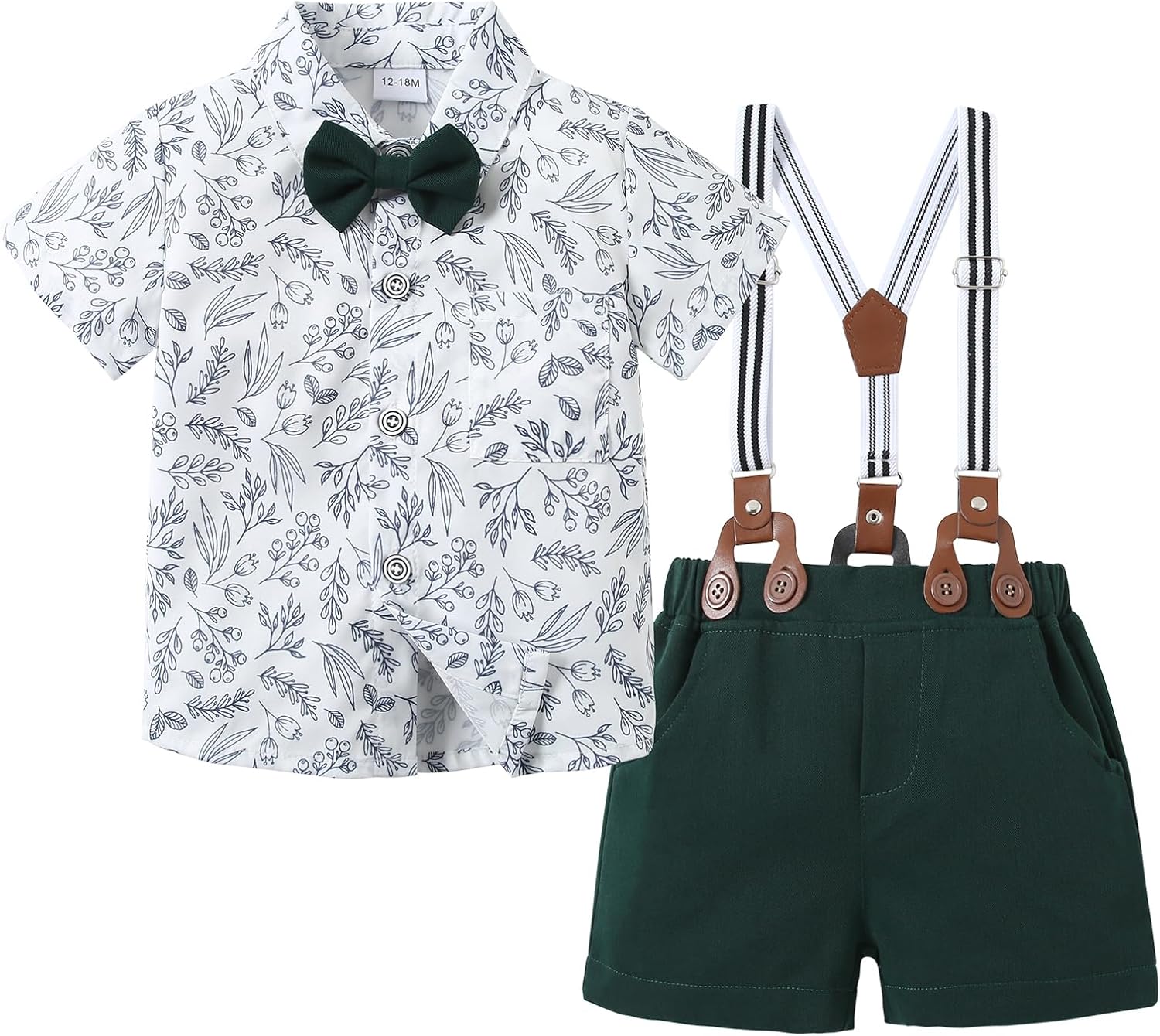 Toddler Baby Boy Outfits 1-5T Boys Suits Gentleman Short Sleeve Button Shirts+Bowtie+Suspender Shorts Formal Clothes