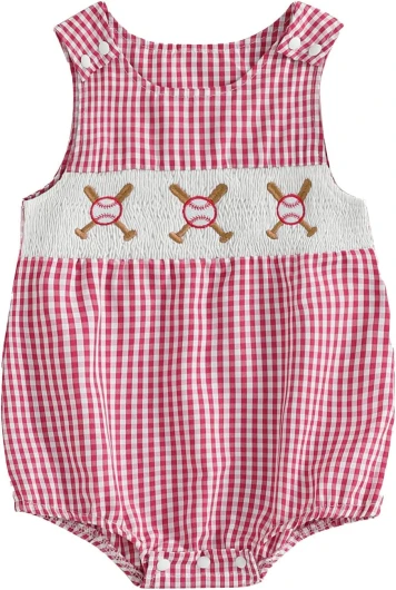 Summer Baby Clothes Newborn Boy Girl Smocked Bubble Romper Plaid Overall Love DAD Infant Outfit
