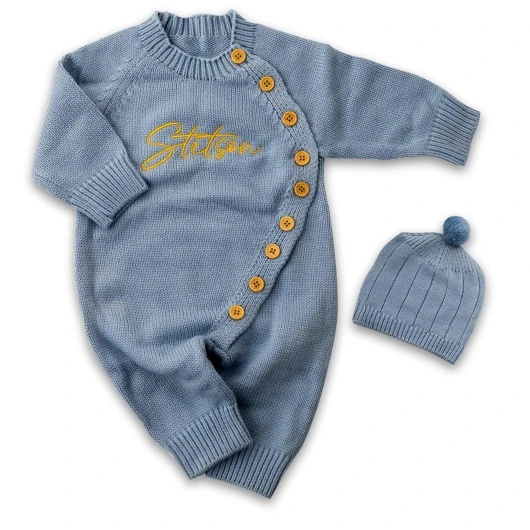 Embroidery Baby Romper Set -Personalized Coming Home Outfit - Newborn Infant Baby Boy Bodysuit - Babyshower Gift - Embroidery Baby Jumpsuit