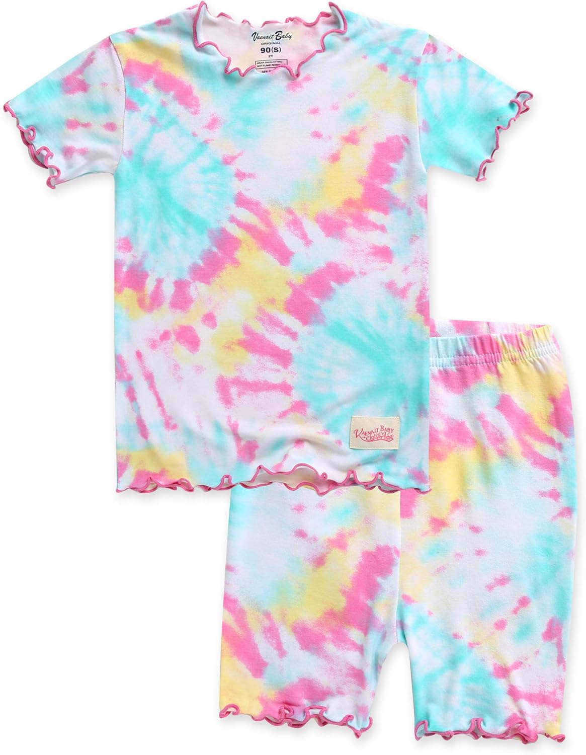 Infant Toddler Kids Junior Soft Bamboo Pajamas Tie Dye Short Summer Pjs 2pcs Set 6M-12Y 8 Years B02-mintpink