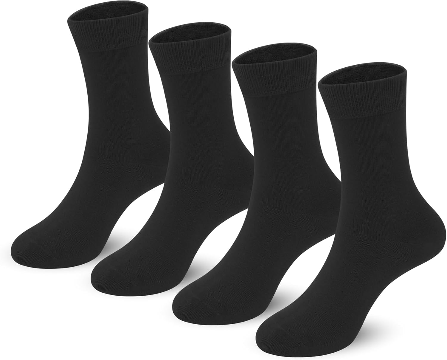 4-Pack Combed Cotton Viscose Kids Casual Socks Cool Crew Fashion Neon & Solid Colors Dress Socks Elastic Fit for Girls Boys