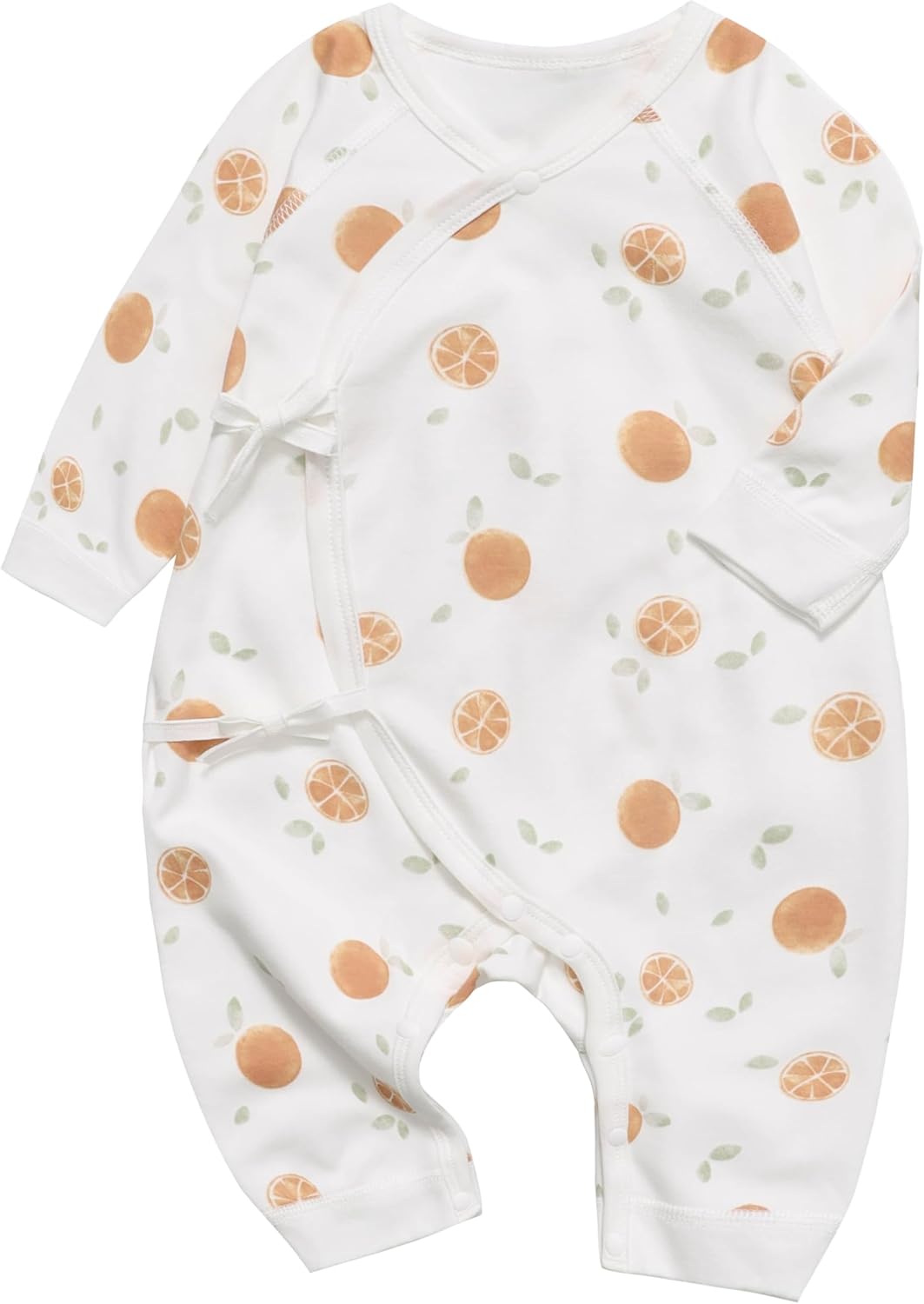 100% Organic Cotton Soft 0-6 Months Newborn Baby Romper Jumpsuits for Boys and Girls Unisex Long Sleeve Orange 0-1M / 52