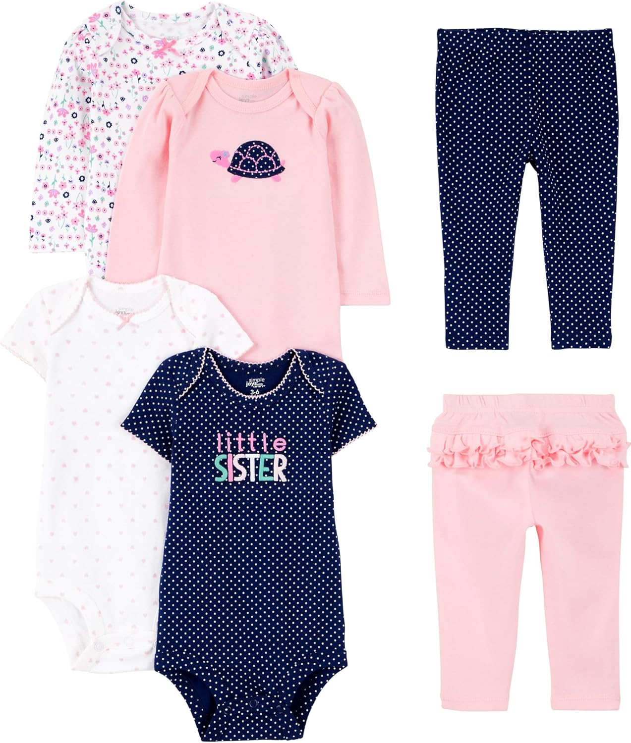Simple Joys by Carter's baby-girls 6-piece Bodysuits (Short and Long Sleeve) and Pants Set