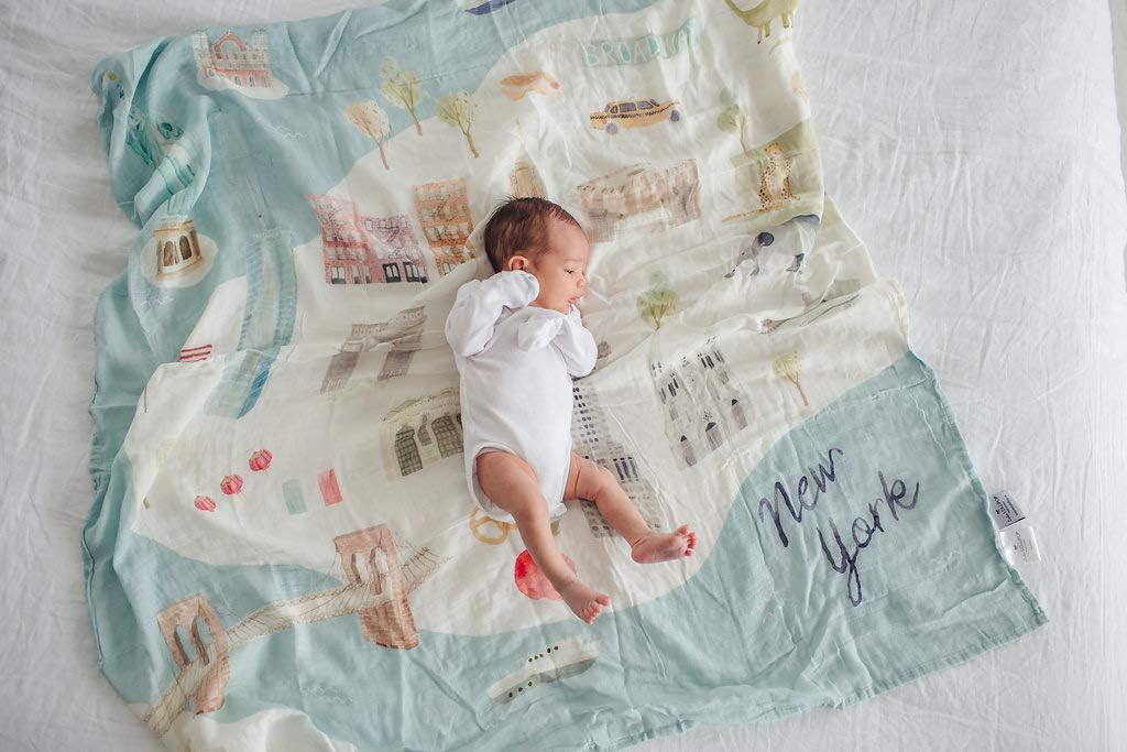 Soft Baby Swaddle Blanket Muslin Wrap Receiving Blanket for Newborn to Toddler Girl and Boy, Large 47” by 47” - City - NYC…