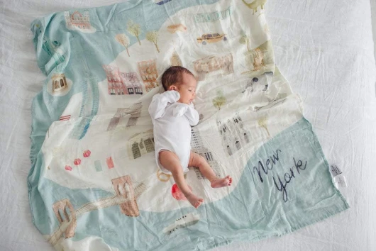 Soft Baby Swaddle Blanket Muslin Wrap Receiving Blanket for Newborn to Toddler Girl and Boy, Large 47” by 47” - City - NYC…
