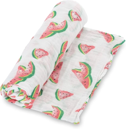 Muslin Swaddle Blankets, 100% Cotton Newborn Blanket for Boys and Girls, Large 47 x 47 Inches Lightweight and Breathable Baby Swaddle Blanket, Baby Essentials, Registry (Watermelon Print) Watermelon Patch