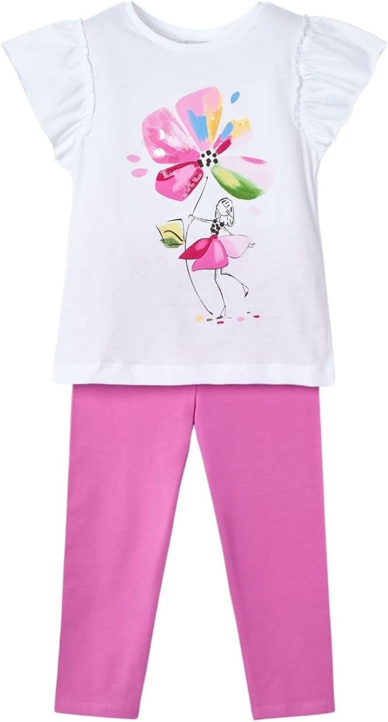 Floral Leggings Set for Girls Orchid